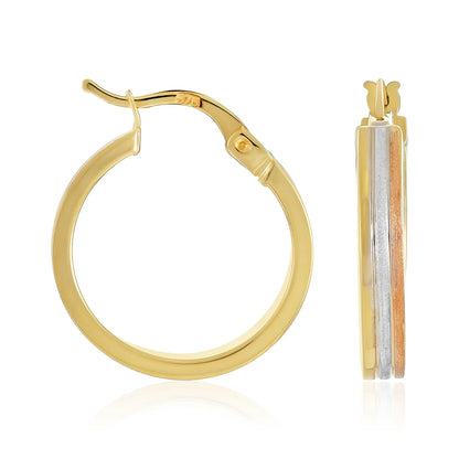 9ct Gold Tri Colour Huggie Hoop Earrings
