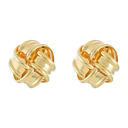 9ct Yellow Gold Woven Knot Stud Earrings