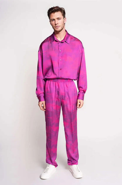 French-Made 100% Silk Savanna Print Pants - Mens - My Luxe Brands