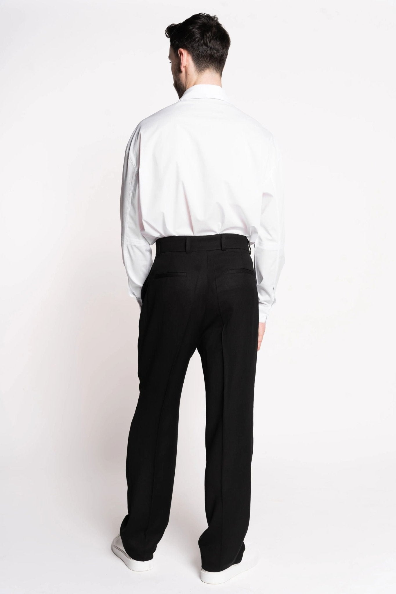 French-Made Thick Cold Wool Pleated High-Waisted Pants - My Luxe Brands