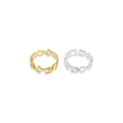 18ct 1 Micron Gold Plated Silver Cubic Zirconia Geometric Ring