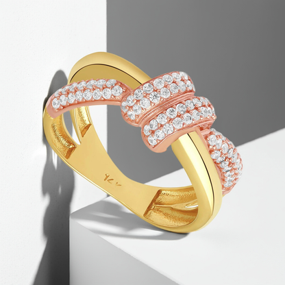14ct Two Tone Gold Knot Detail Ring