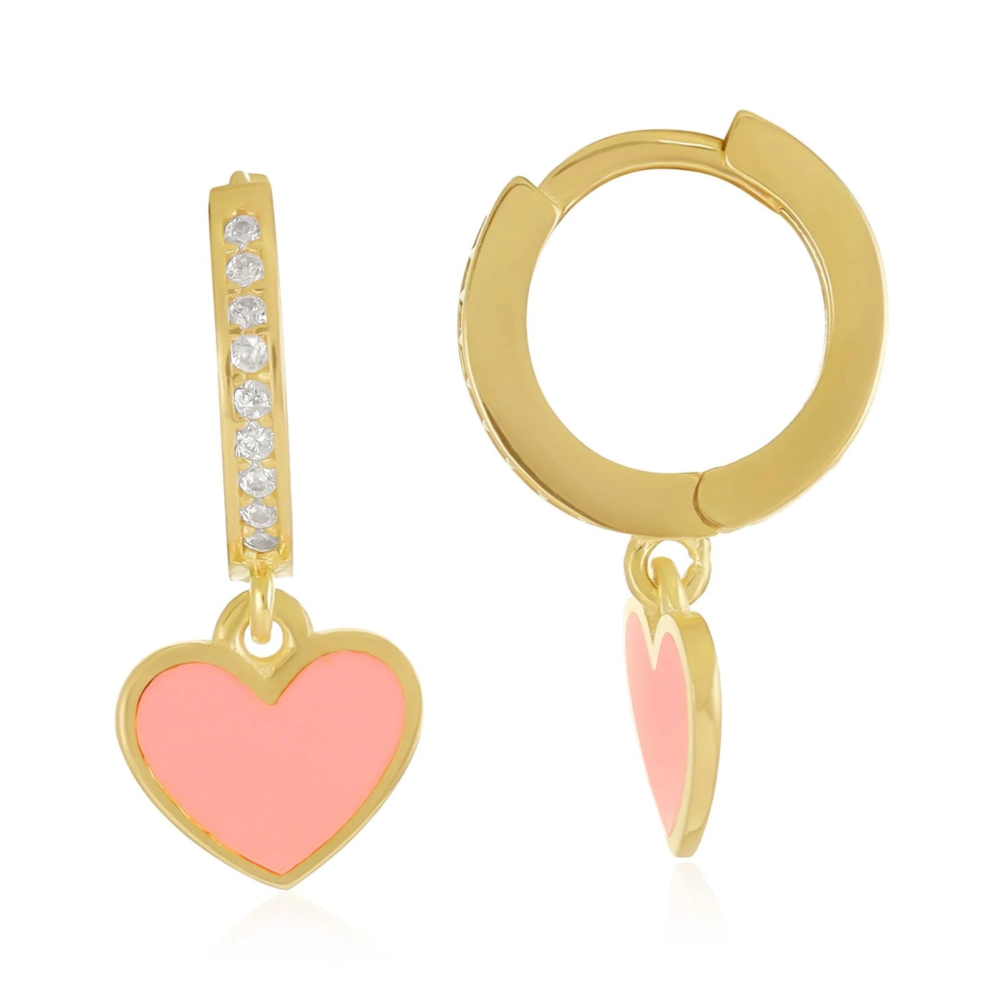 925 sterling silver pink heart earrings