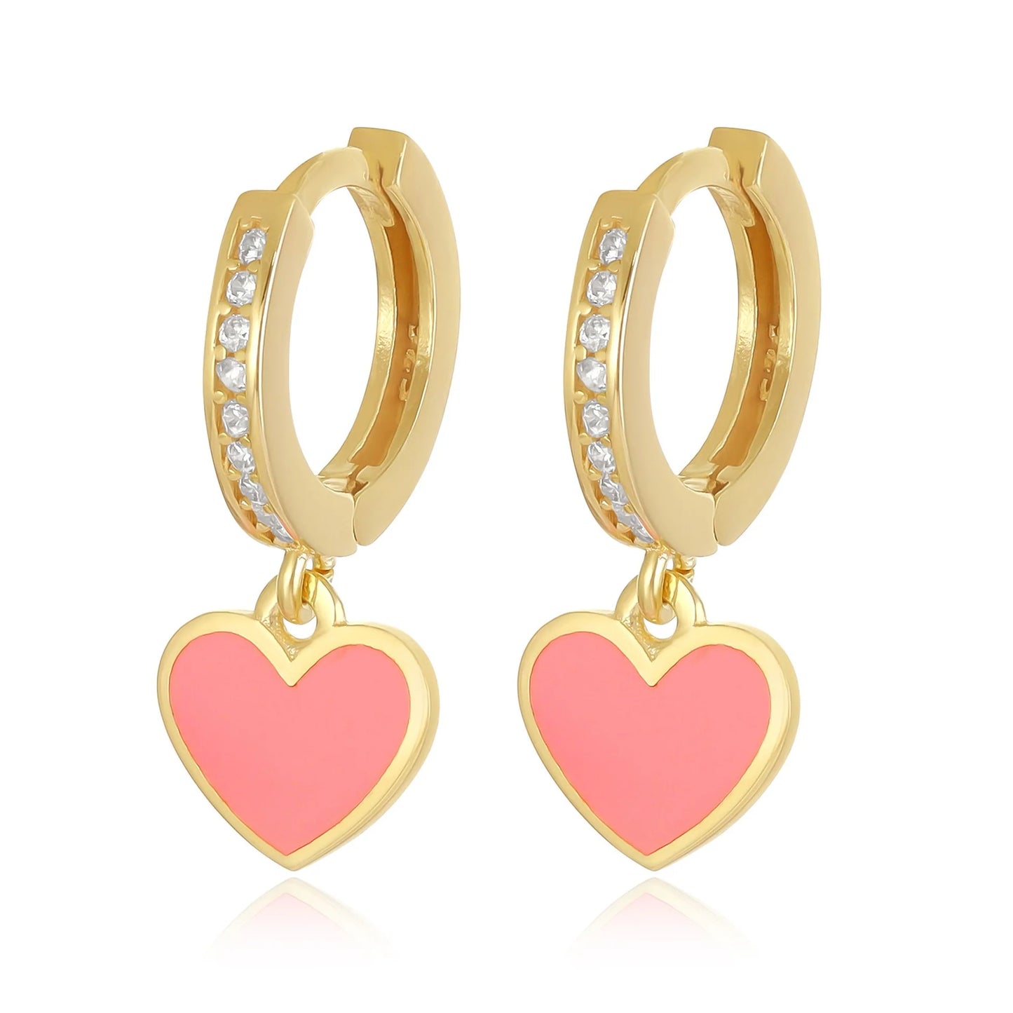 925 sterling silver pink heart earrings