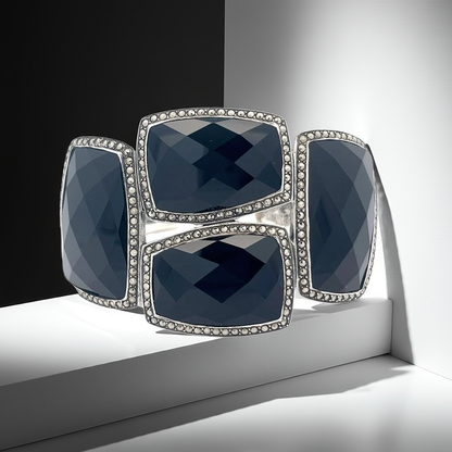 925 Silver Sterling Silver Black Onyx Bangle