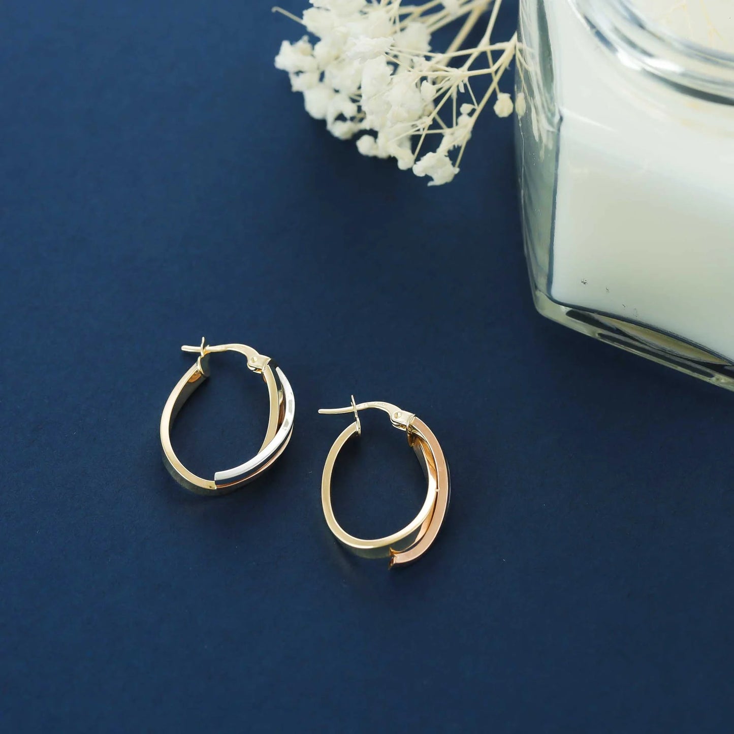 9ct Tri Colour Hoop Earrings