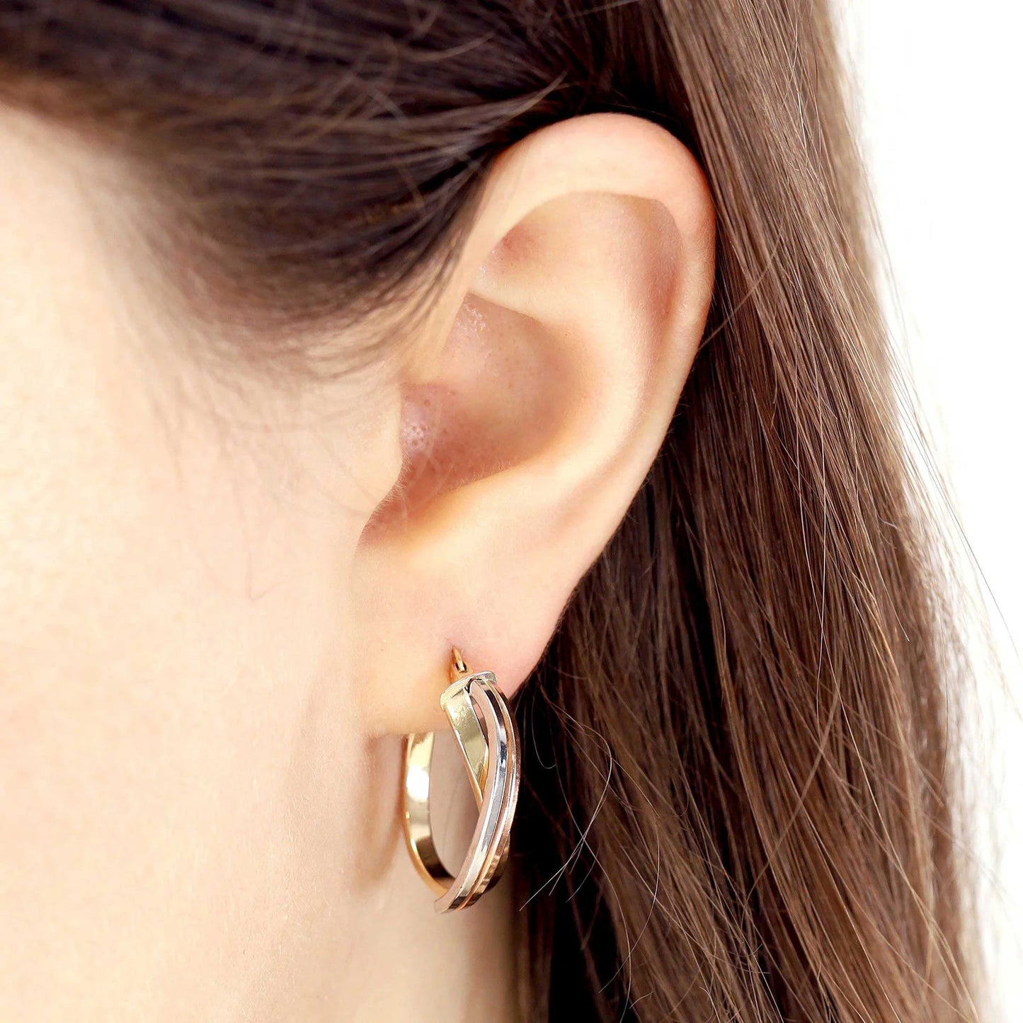 9ct Tri Colour Hoop Earrings