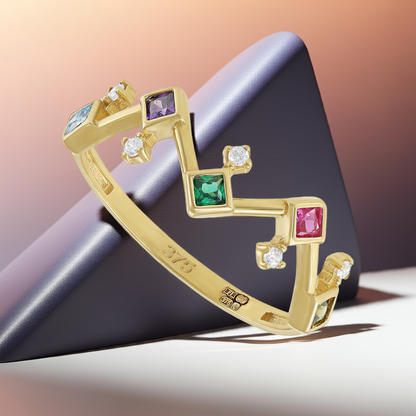 9ct Yellow Gold Coloured Stone Ring