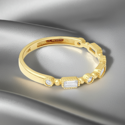 14ct Yellow Gold Cubic Cubic Zirconia Detail Ring