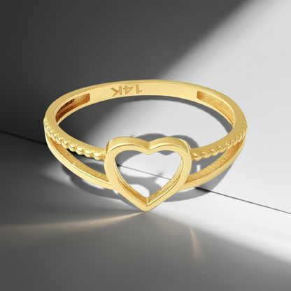 14ct Yellow Gold Heart Detail Ring