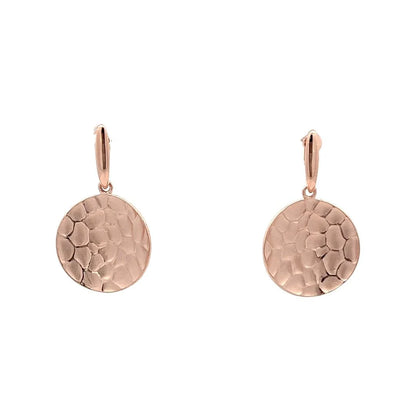 18ct 1 Micron 925 Sterling Silver Hammered Disc Earrings