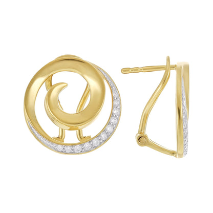18ct 1 Micron Gold Plated Cubic Zirconia Silver Swirl Earrings