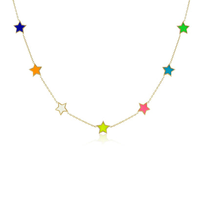 925 sterling silver multi colour star necklace