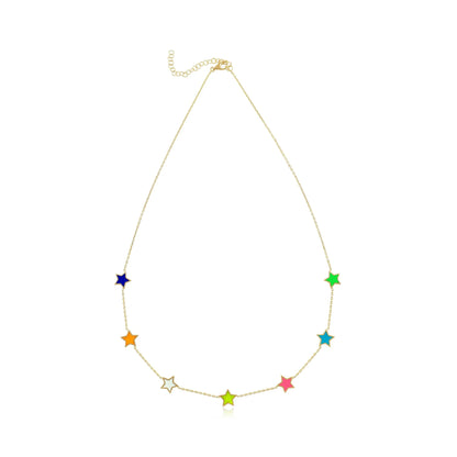 925 sterling silver multi colour star necklace