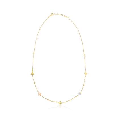 9ct Yellow Gold Tri Colour Triangle Detail Necklace