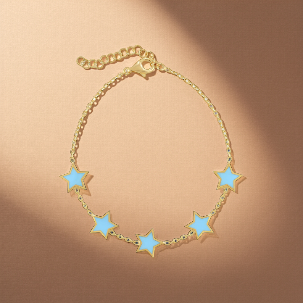 925 sterling silver blue star bracelet