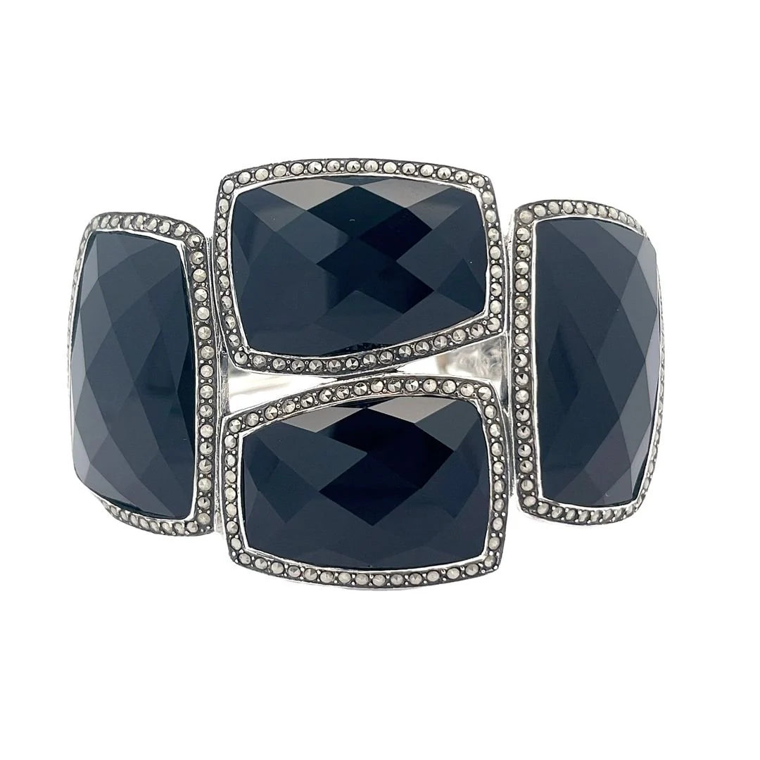 925 Silver Sterling Silver Black Onyx Bangle