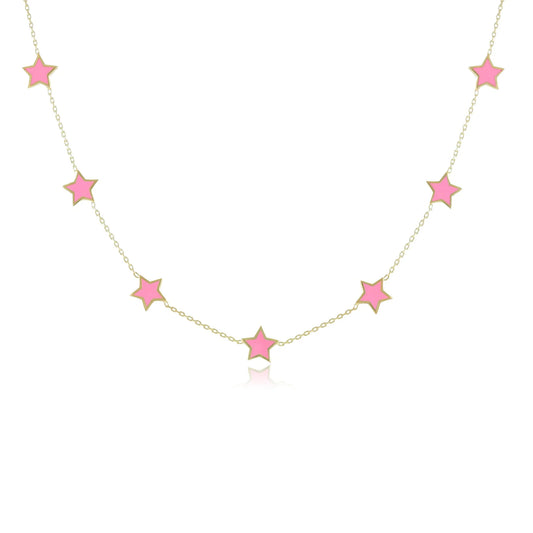 925 sterling silver pink star necklace