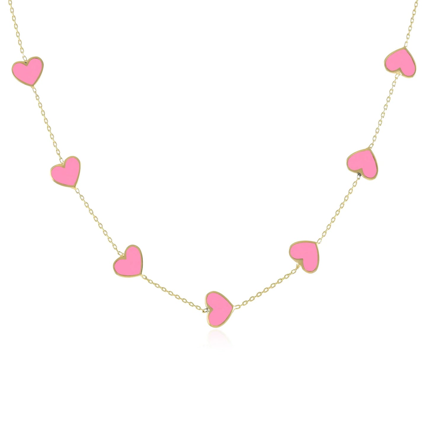 925 sterling silver pink heart necklace