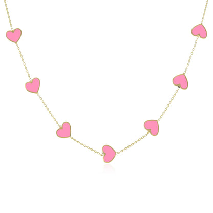 925 sterling silver pink heart necklace