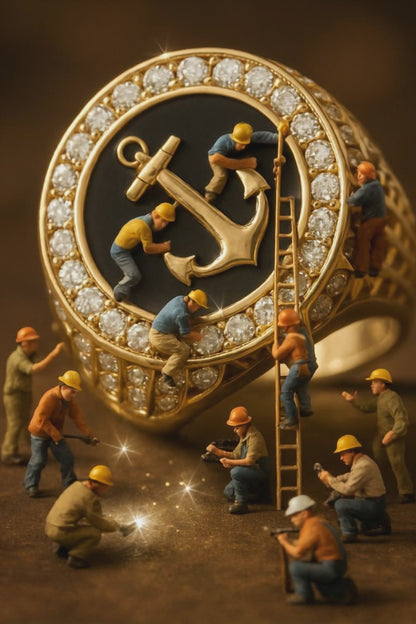 14ct Yellow Gold Anchor Signet Ring