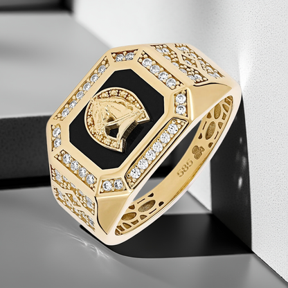 14ct Yellow Gold Horse Detail Signet Ring