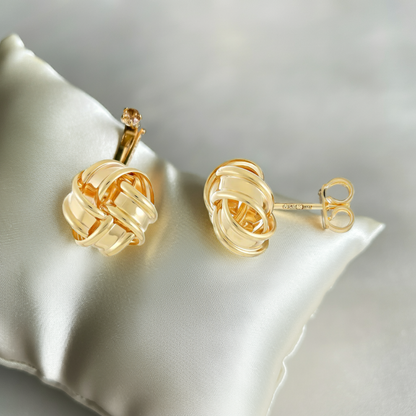 9ct Yellow Gold Woven Knot Stud Earrings