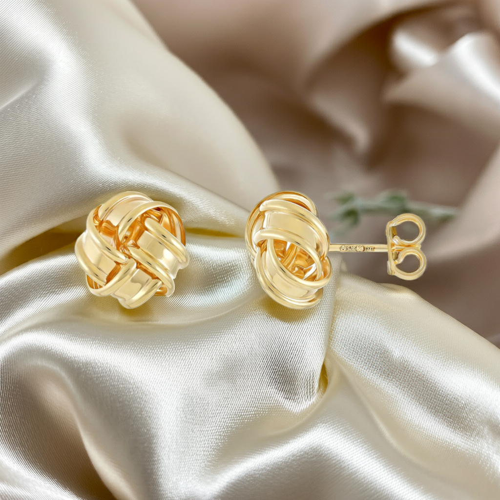 9ct Yellow Gold Woven Knot Stud Earrings