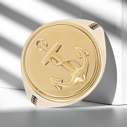 14ct Yellow Anchor Gold Signet Ring