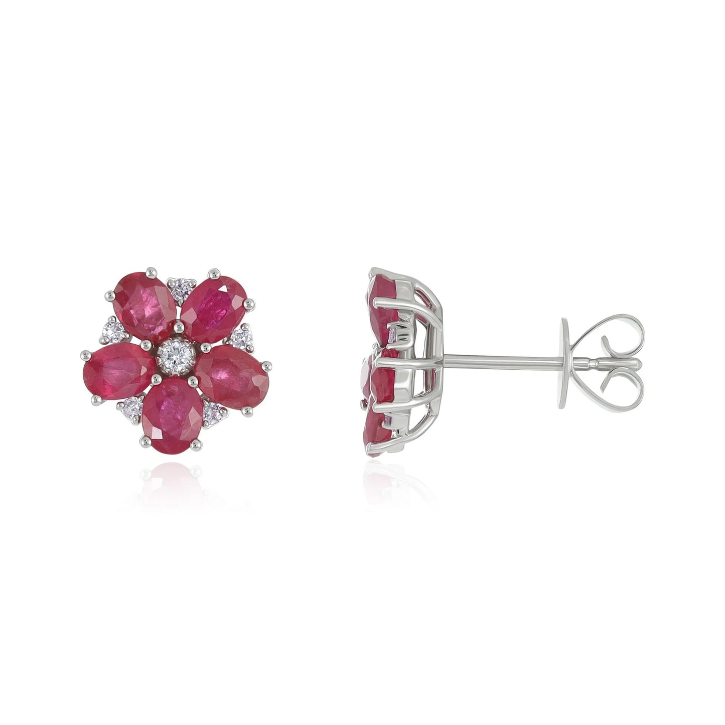 18ct Yellow Gold Rose Flower Stud Earrings