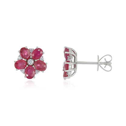 18ct Yellow Gold Rose Flower Stud Earrings
