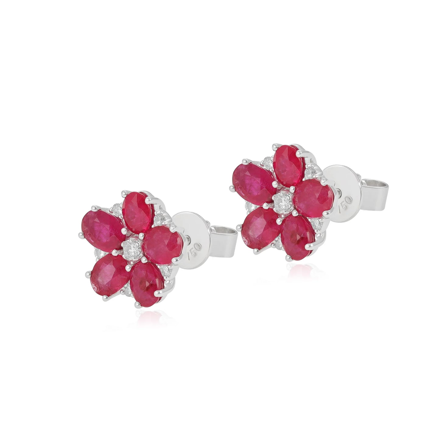 18ct Yellow Gold Rose Flower Stud Earrings