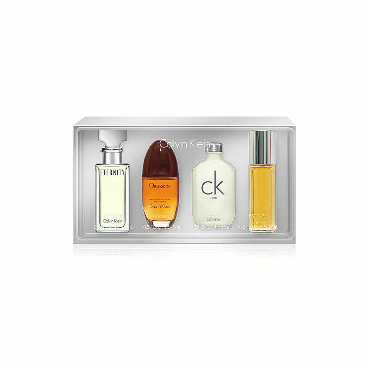 Calvin Klein Collection Gift Set 15ml Eternity EDP Spray + 15ml Obsession EDP Spray + 15ml CK One EDT Spray + 15ml Escape EDP Spray