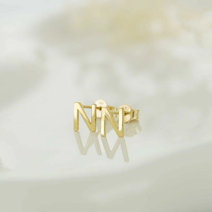 9ct Yellow Gold Initial Stud Earrings - Letter