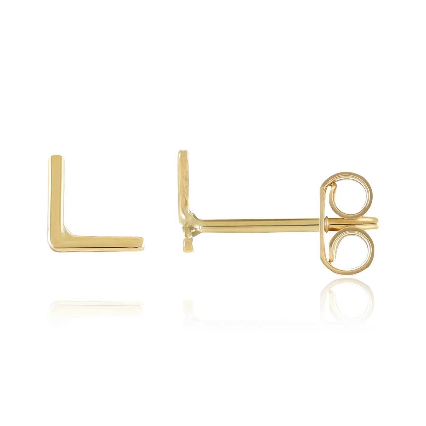 9ct Yellow Gold Initial Stud Earrings - Letter L