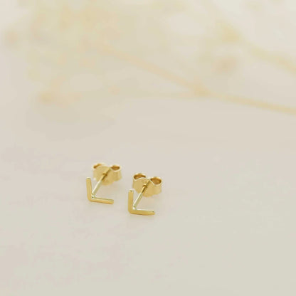 9ct Yellow Gold Initial Stud Earrings - Letter L