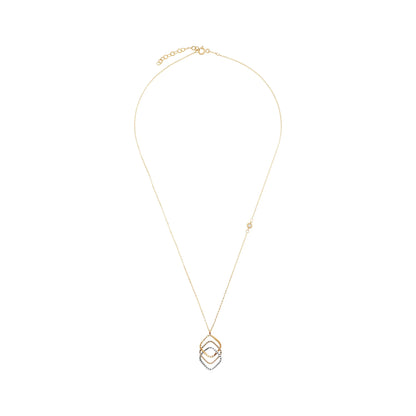 9ct Gold Tri Colour Triple Square Pendant Necklace