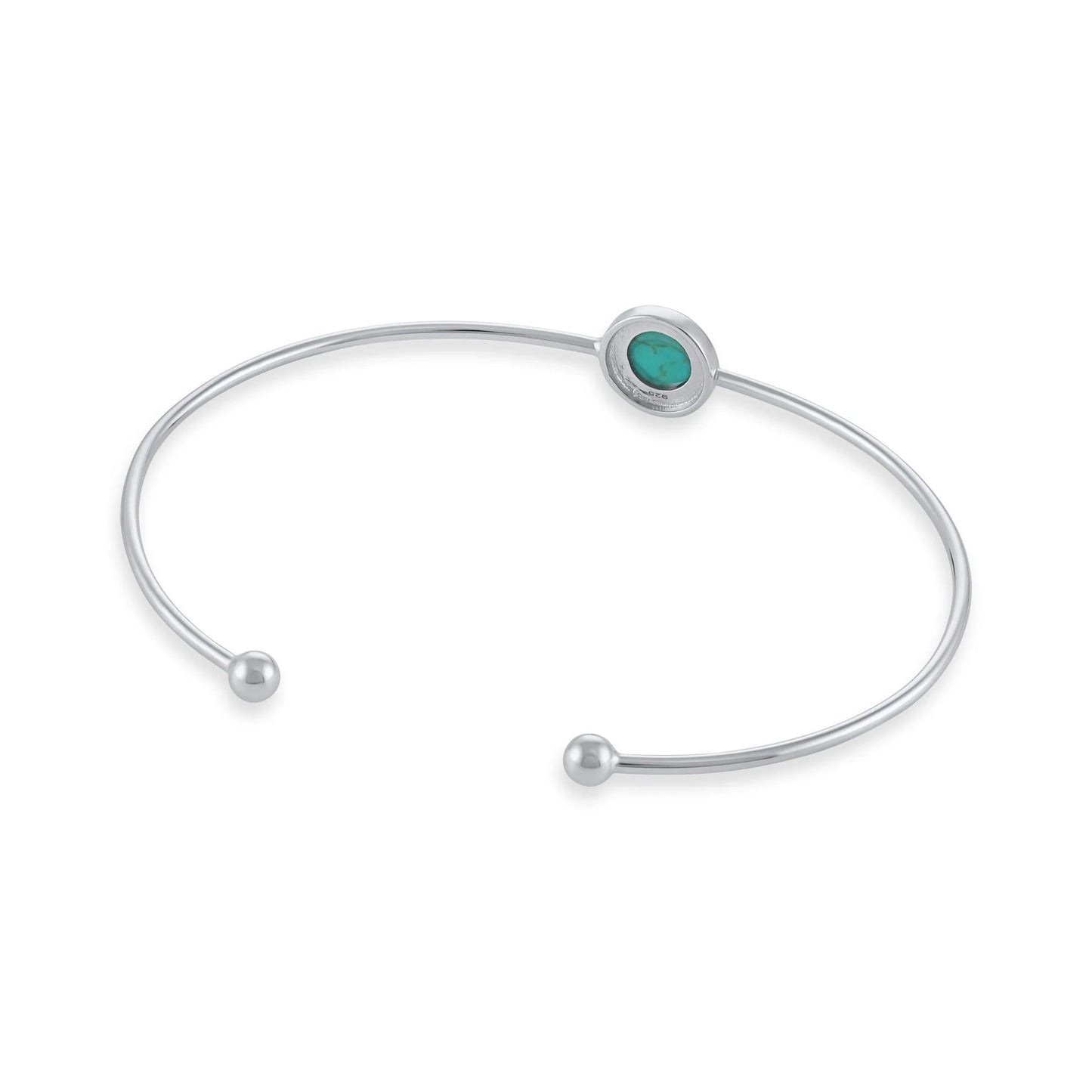 Silver rhodium plated bangle with turquoise quartz