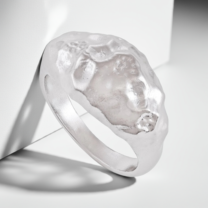925 Sterling Silver Rhodium Plated Nugget Ring